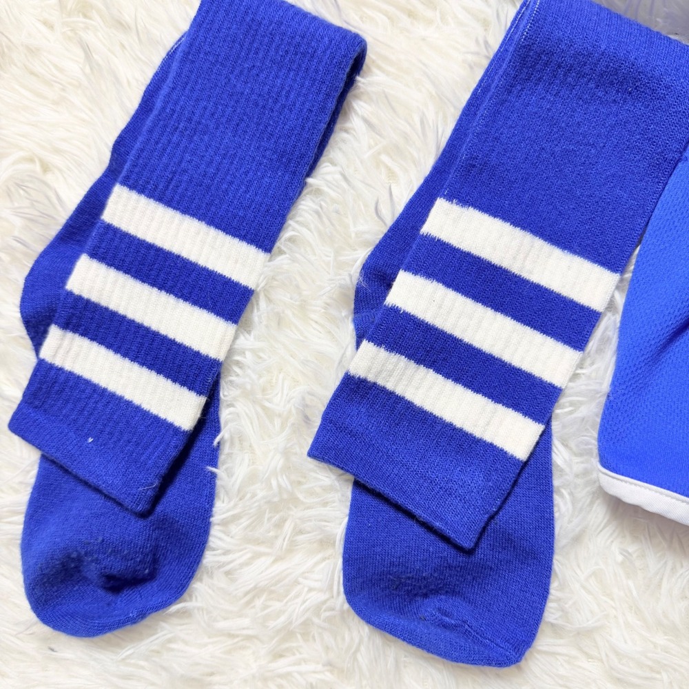 Women's Football Player Costume XS 3 Piece Jersey Shorts Knee High Socks - Picture 5 of 10